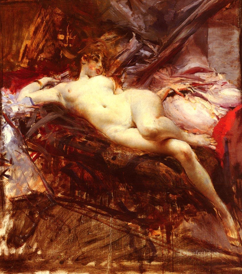 Reclining Nude genre Giovanni Boldini Oil Paintings